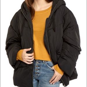 Free People Hailey Oversized Puffer Coat BLACK